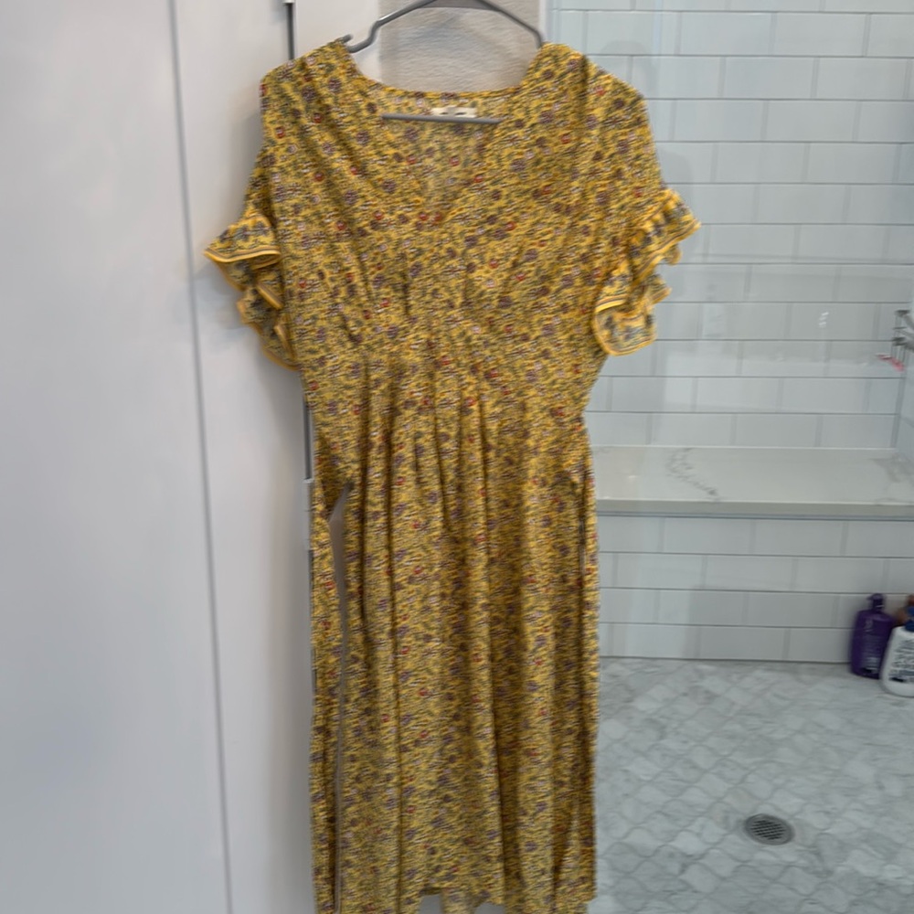 Yellow floral ruffle dress